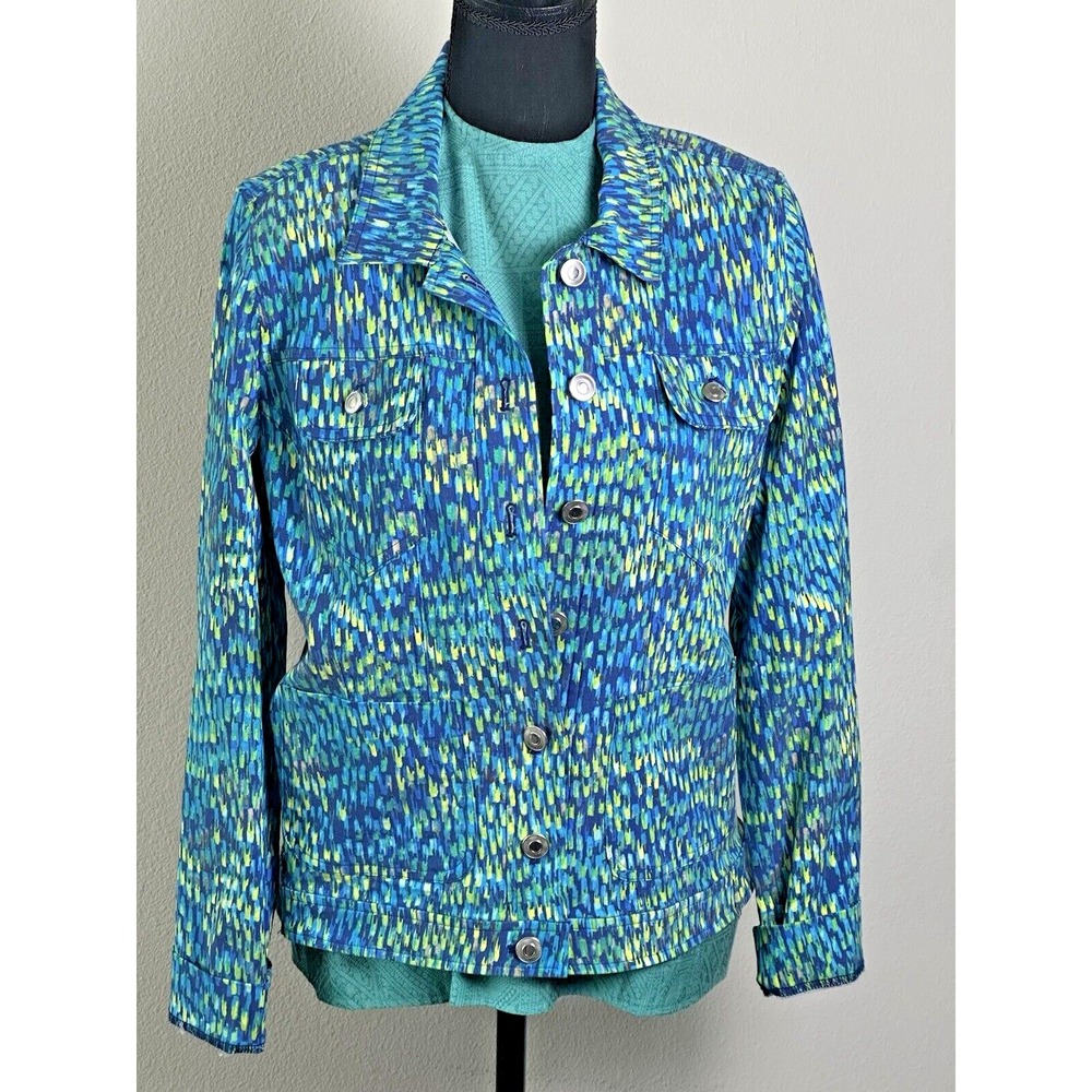 Womens Jacket‎ Attyre New York Jacket Size (S) Blue Yellow Navy & Sleeveless Top